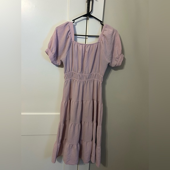 Easter Elegant Pink Puff Sleeve Dress - Picture 3 of 4